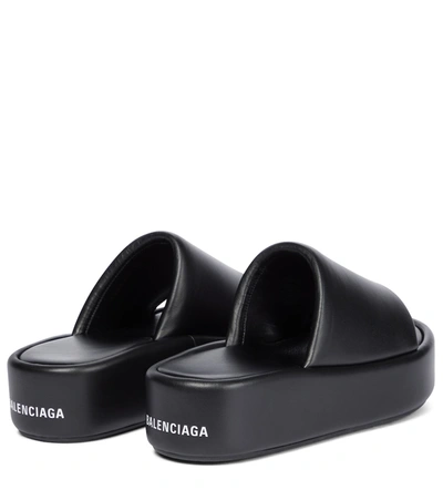 Balenciaga Rise Logo-print Leather Platform Slides In Black