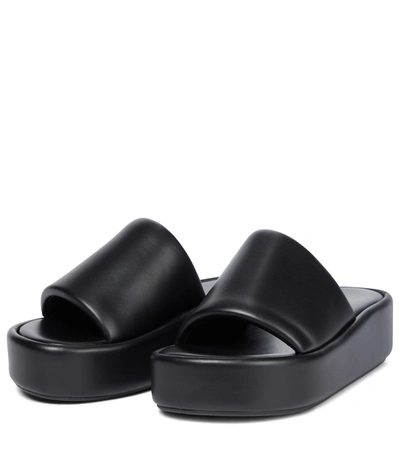 Balenciaga Rise Logo-print Leather Platform Slides In Black