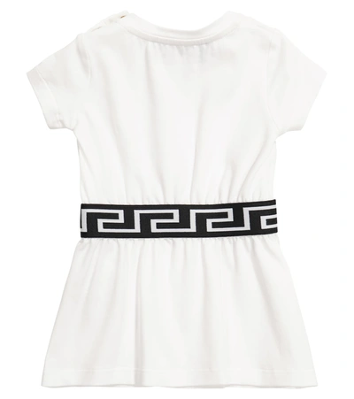 Shop Versace Baby Cotton-blend Dress In Bianco+nero