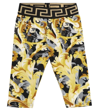Shop Versace Baby Printed Stretch-cotton Leggings In Multicoloured
