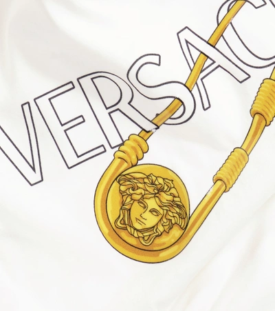 Shop Versace Printed Cotton T-shirt In Metallic