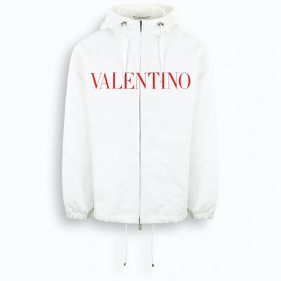 Shop Valentino White Logo-print Jacket