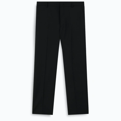Shop Valentino Black Wool Blend Regular Trousers