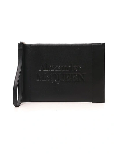 Shop Alexander Mcqueen Signature Zipper Pouch In Black