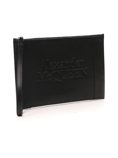 Shop Alexander Mcqueen Signature Zipper Pouch In Black