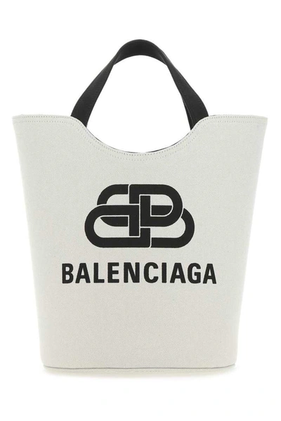 Shop Balenciaga Bb Logo Tote Bag In White