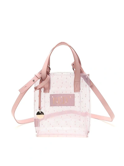 Shop Red Valentino Redvalentino Point D'esprit Small Tote Bag In Transparent