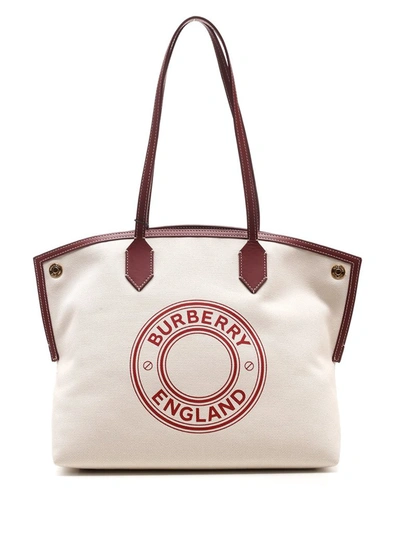 Shop Burberry Society Logo Print Medium Tote Bag In Multi