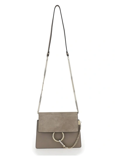 Shop Chloé Faye Mini Chain Shoulder Bag In Grey