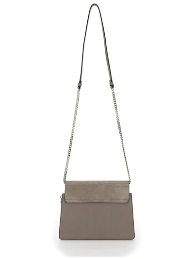 Shop Chloé Faye Mini Chain Shoulder Bag In Grey