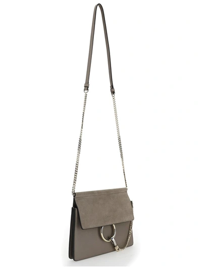 Shop Chloé Faye Mini Chain Shoulder Bag In Grey