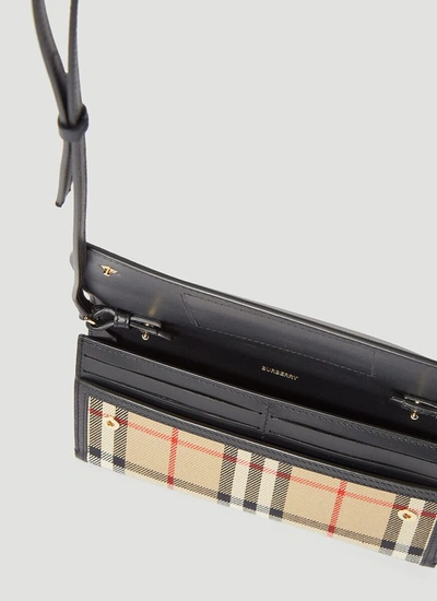 Shop Burberry Vintage Check Crossbody Chain Wallet In Multi