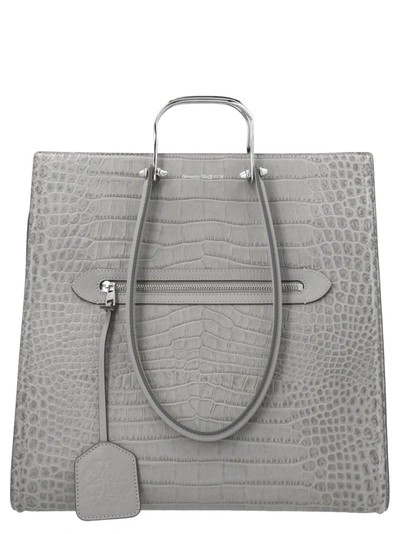Shop Alexander Mcqueen The Tall Story Tote Bag In Grey