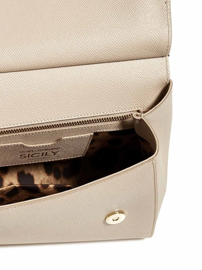 Shop Dolce & Gabbana Sicily Medium Shoulder Bag In Beige