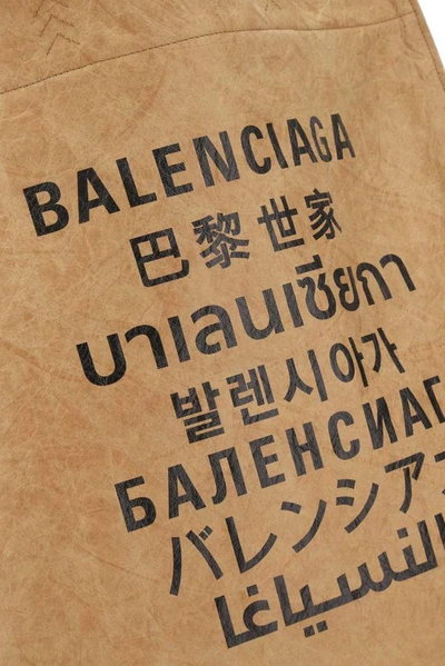 Shop Balenciaga Languages Printed Medium Tote Bag In Beige