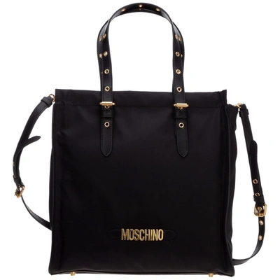 Shop Moschino Lettering Logo Tote Bag In Black