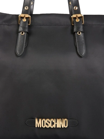 Shop Moschino Lettering Logo Tote Bag In Black