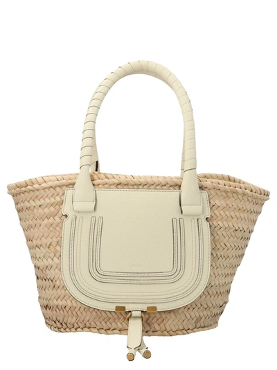Shop Chloé Marcie Medium Basket Bag In Beige