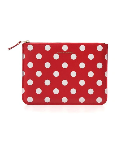 Shop Comme Des Garçons Wallet Polka Dot Clutch Bag In Red