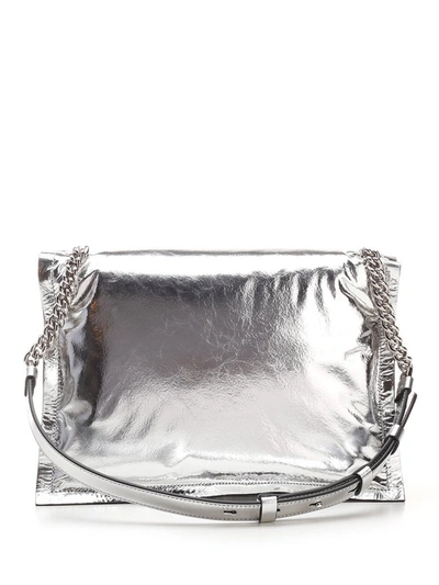 Shop Ferragamo Salvatore  Viva Bow Small Shoulder Bag In Silver
