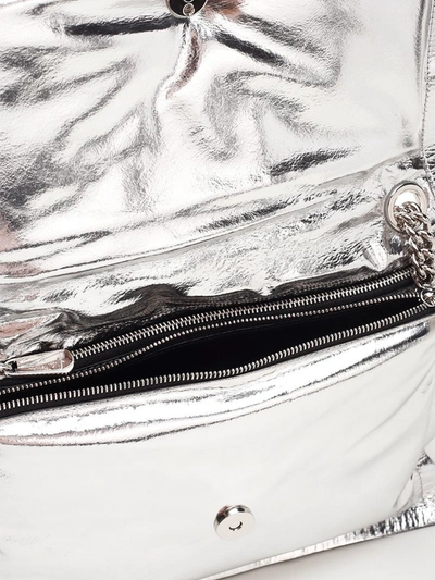 Shop Ferragamo Salvatore  Viva Bow Small Shoulder Bag In Silver