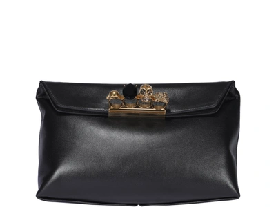 Shop Alexander Mcqueen Skull Jewelled Pouch In Black