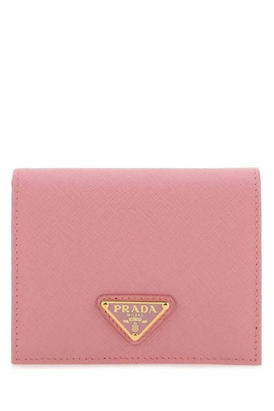 Shop Prada Saffiano Small Wallet In Pink