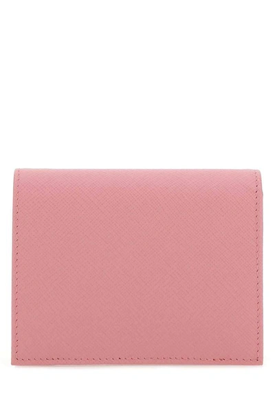 Shop Prada Saffiano Small Wallet In Pink