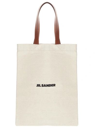 Shop Jil Sander Large Flat Tote Bag In Beige
