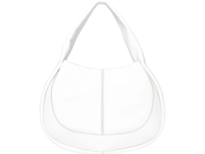 Shop Tod's Logo Embossed Hobo Bag In White