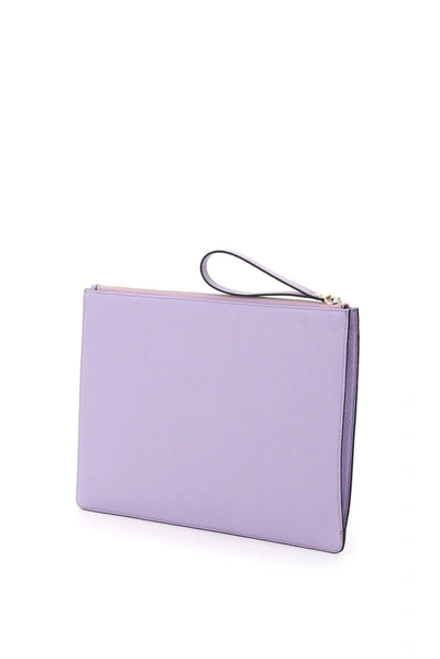 Shop Ferragamo Salvatore  Gancini Clutch Bag In Purple