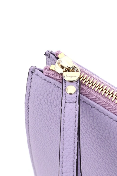 Shop Ferragamo Salvatore  Gancini Clutch Bag In Purple