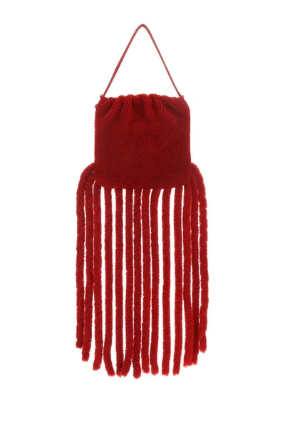 Shop Bottega Veneta The Fringe Pouch Shoulder Bag In Red