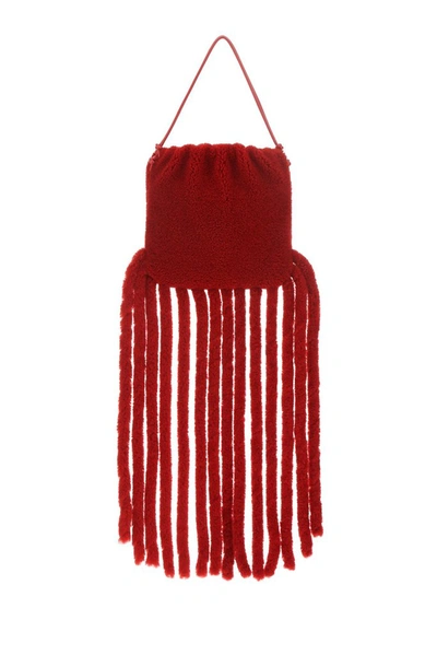 Shop Bottega Veneta The Fringe Pouch Shoulder Bag In Red