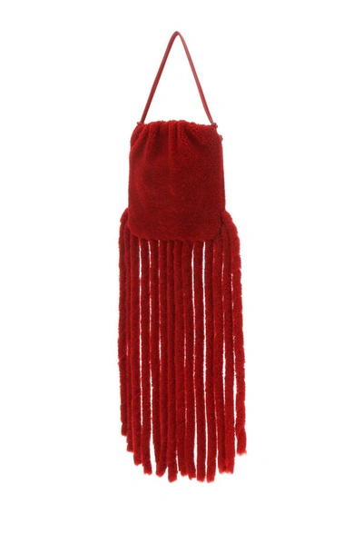 Shop Bottega Veneta The Fringe Pouch Shoulder Bag In Red