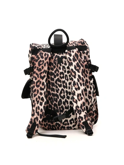 Shop Ganni Leopard Printed Backpack In Multi