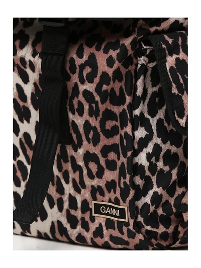 Shop Ganni Leopard Printed Backpack In Multi