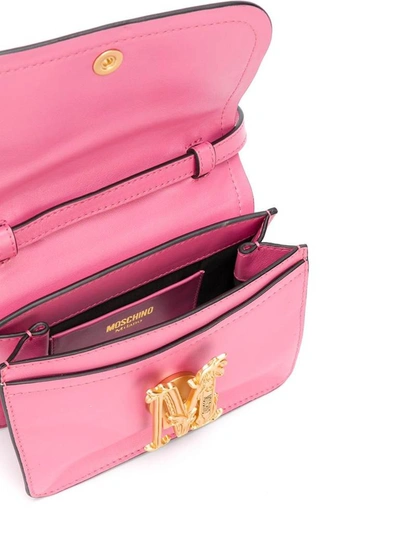 Shop Moschino M Logo Plaque Shoulder Bag In Pink