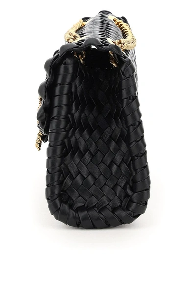 Shop Dolce & Gabbana Devotion Woven Small Shoulder Bag In Black