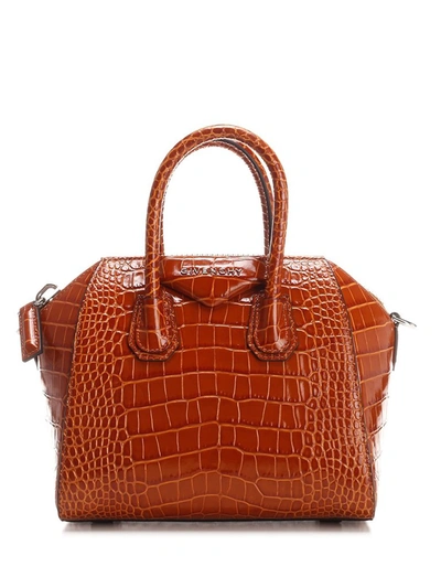 Shop Givenchy Antigona Mini Embossed Tote Bag In Brown