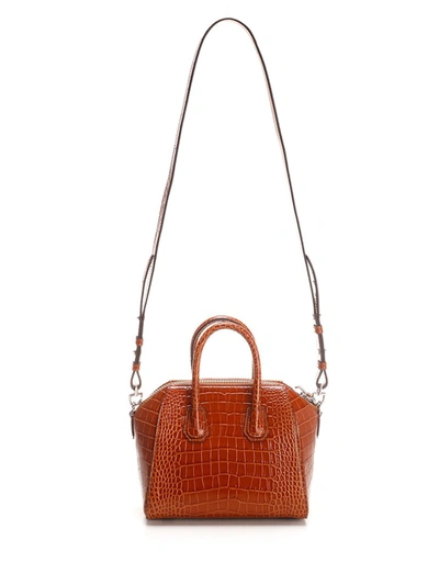 Shop Givenchy Antigona Mini Embossed Tote Bag In Brown