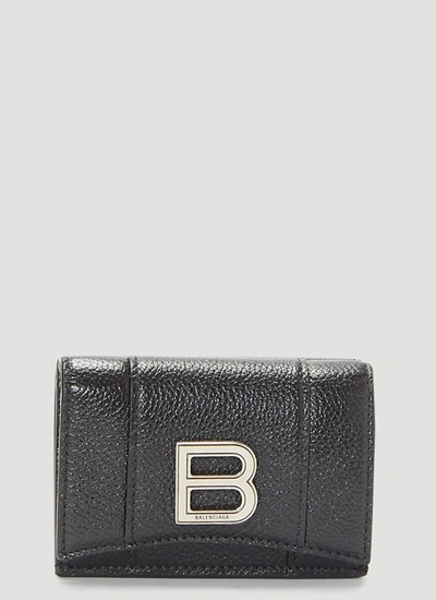 Shop Balenciaga Hourglass Mini Wallet In Black