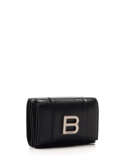 Shop Balenciaga Hourglass Mini Wallet In Black