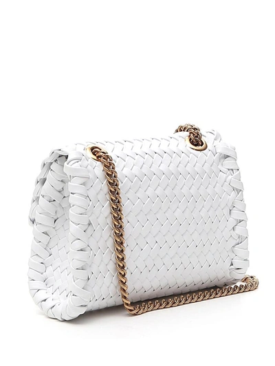 Shop Dolce & Gabbana Devotion Woven Small Shoulder Bag In White
