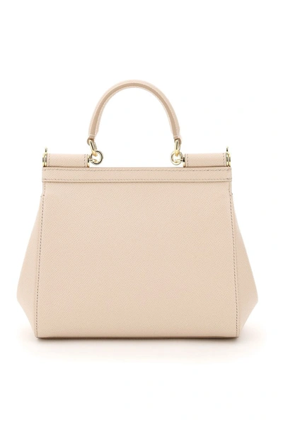 Shop Dolce & Gabbana Sicily Small Tote Bag In Beige