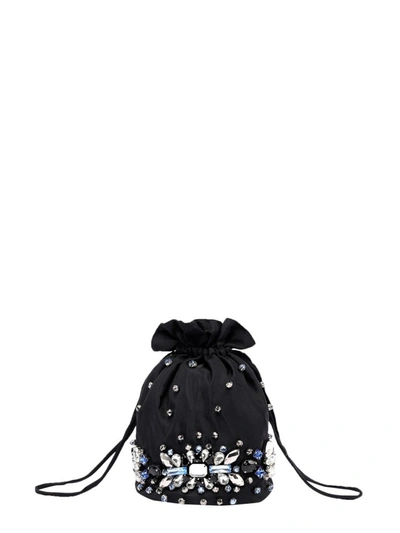 Shop Ganni Crystal Detailed Pouch In Black