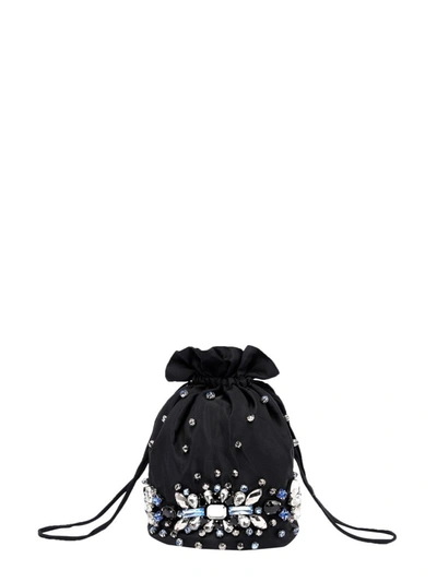 Shop Ganni Crystal Detailed Pouch In Black