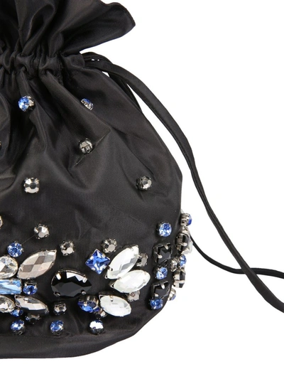 Shop Ganni Crystal Detailed Pouch In Black