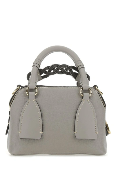 Shop Chloé Daria Small Top Handle Bag In Grey
