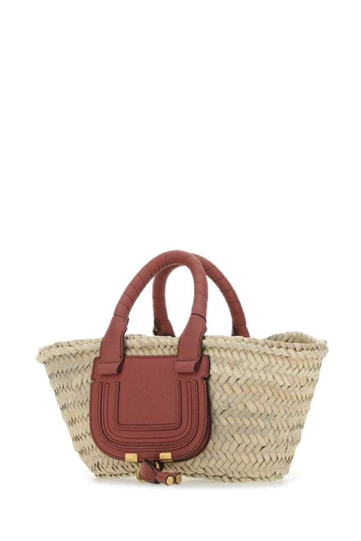 Shop Chloé Marcie Mini Basket Tote Bag In Beige